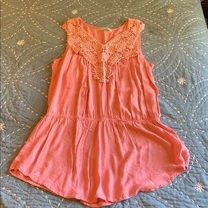 Sleeveless Top with Crochet Chest Details.